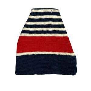 Vintage Smiley Wool Winter Hat Ski Snow Stripe Red Navy Cream